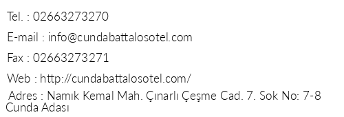 Cunda Battalos Kk Hotel telefon numaralar, faks, e-mail, posta adresi ve iletiim bilgileri
